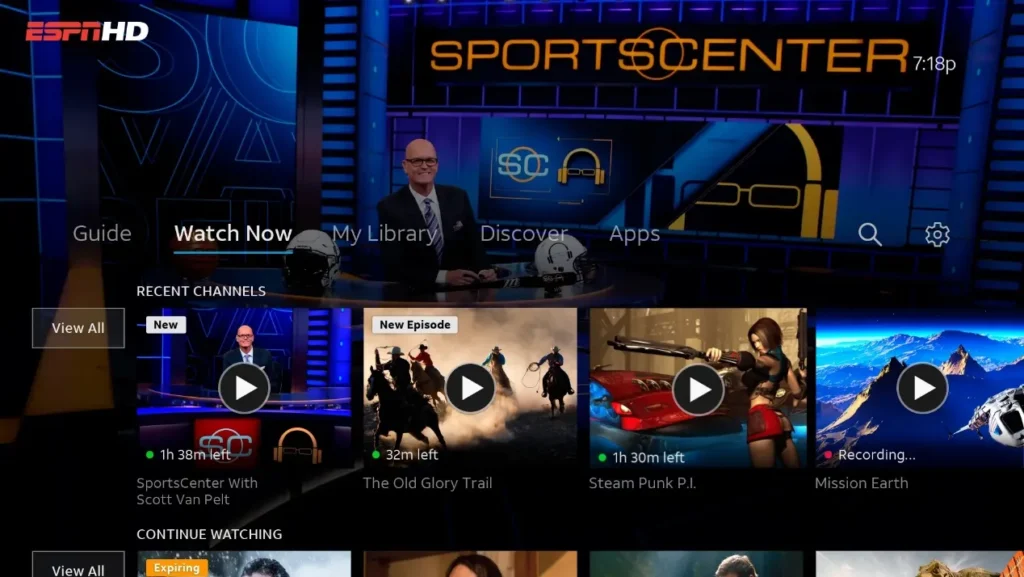 Streaming TV, media streaming video yang disampaikan langsung ke layar televisi: AT&T TV Now